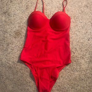 Underwired Criss Cross Back One Piece RED Swimsuit.